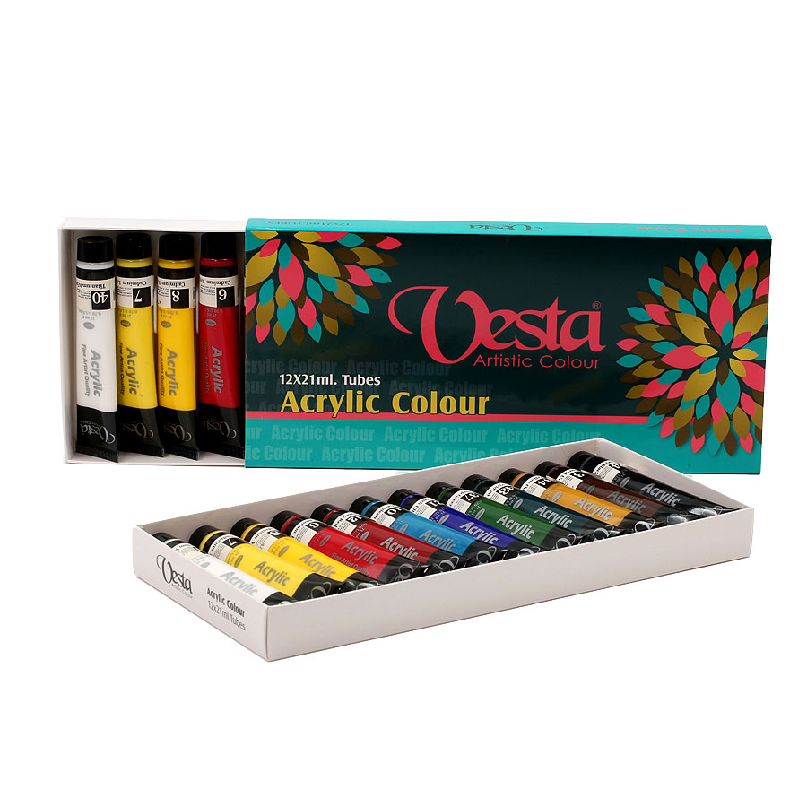 Acrylic Colour Box 12x21ml Tubes (12 Colours Set)