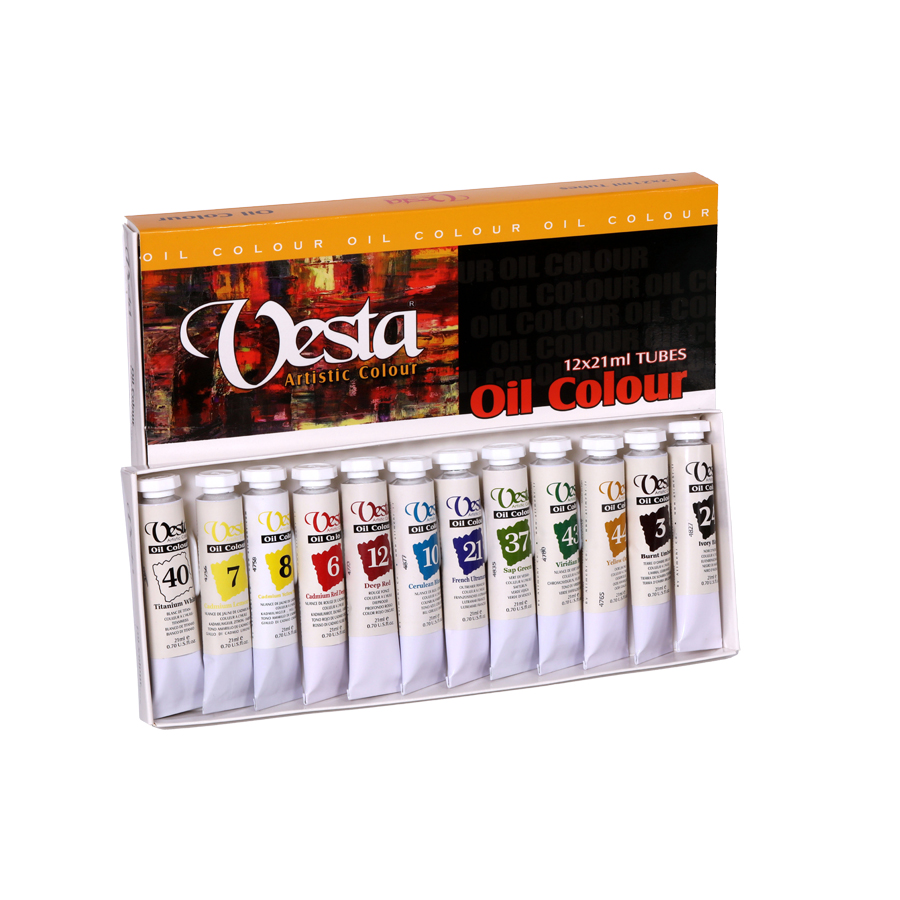 Oil Colour Box 12x21ml Tubes (12 Colours Set)