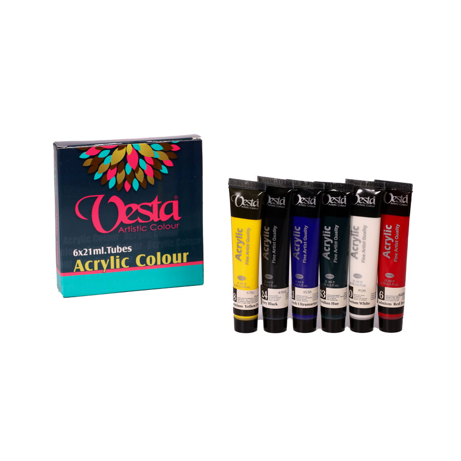 Acrylic Colour Box 6X21ml. (6 Colours Set)