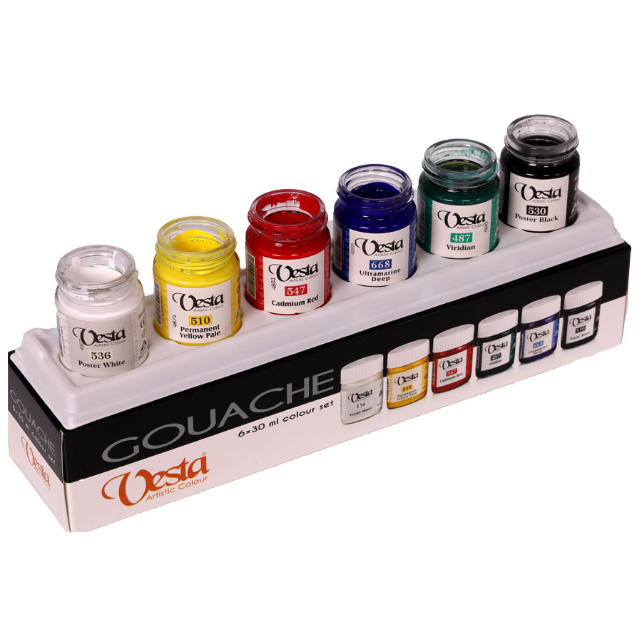 Gouache Colour Box 6X30ml. (6 Colours Set)